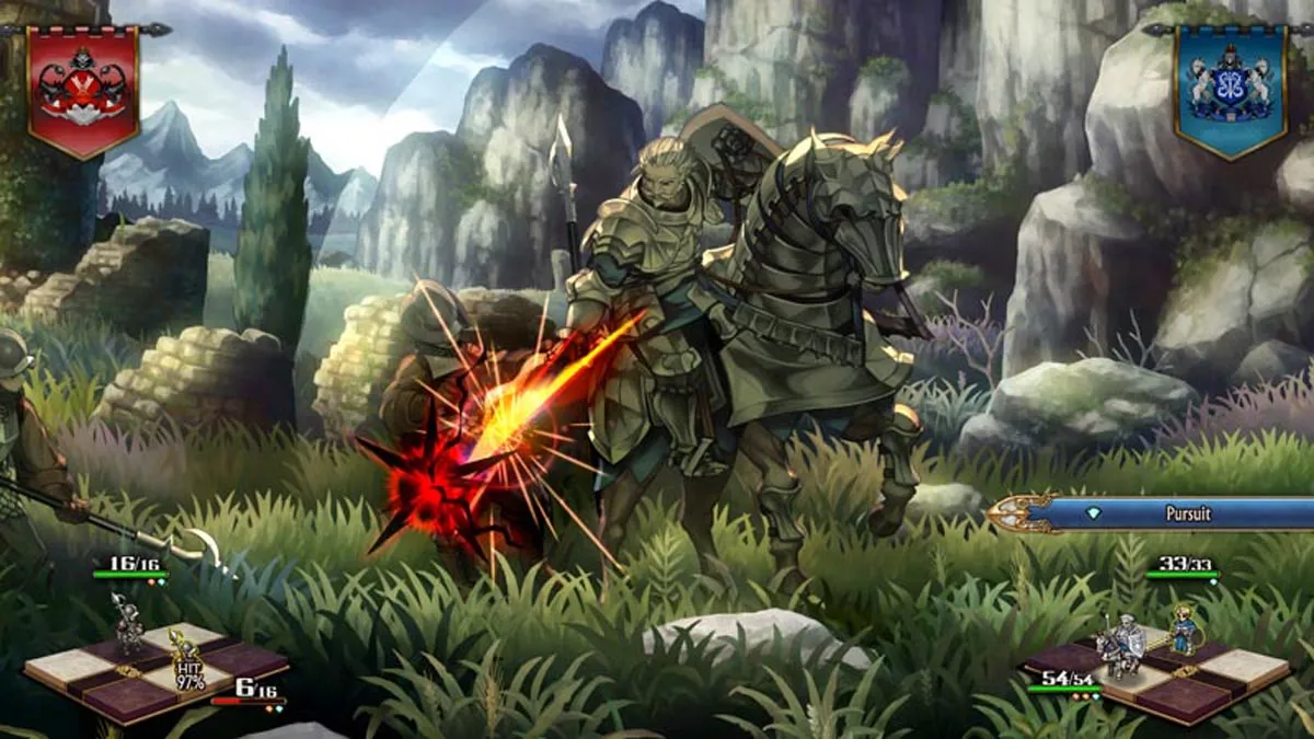 Josef knight defeats an enemy in the battle in Unicorn Overlord