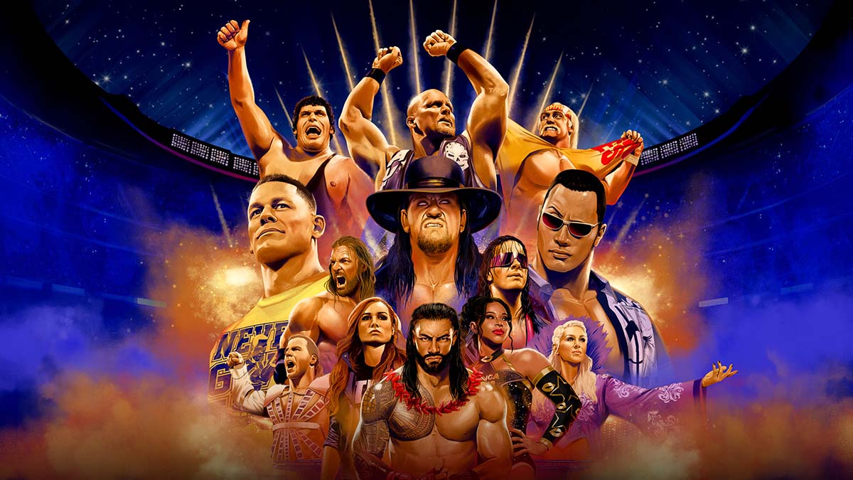 A full roster of wrestlers for WWE 2K24