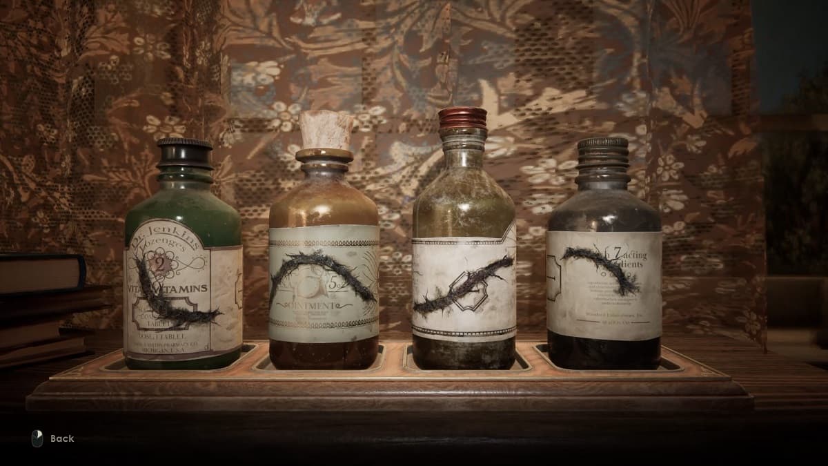 Rot on the medicine bottles organized into a snake