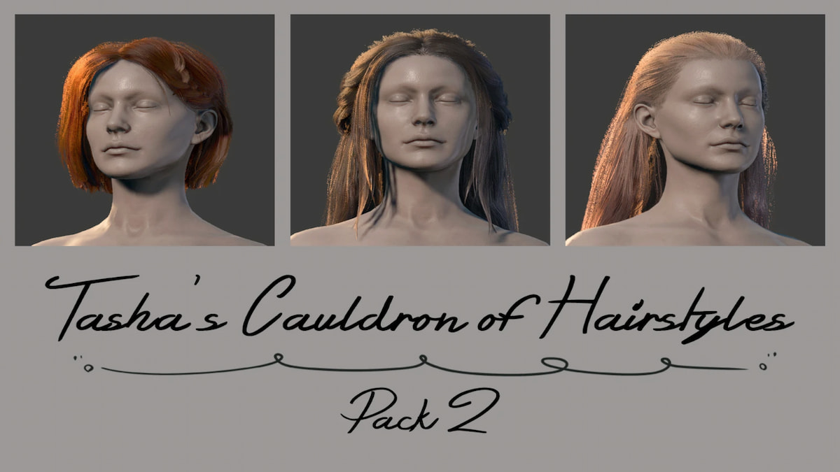 Front view of braided hairstyles in Tasha's cauldron mod pack