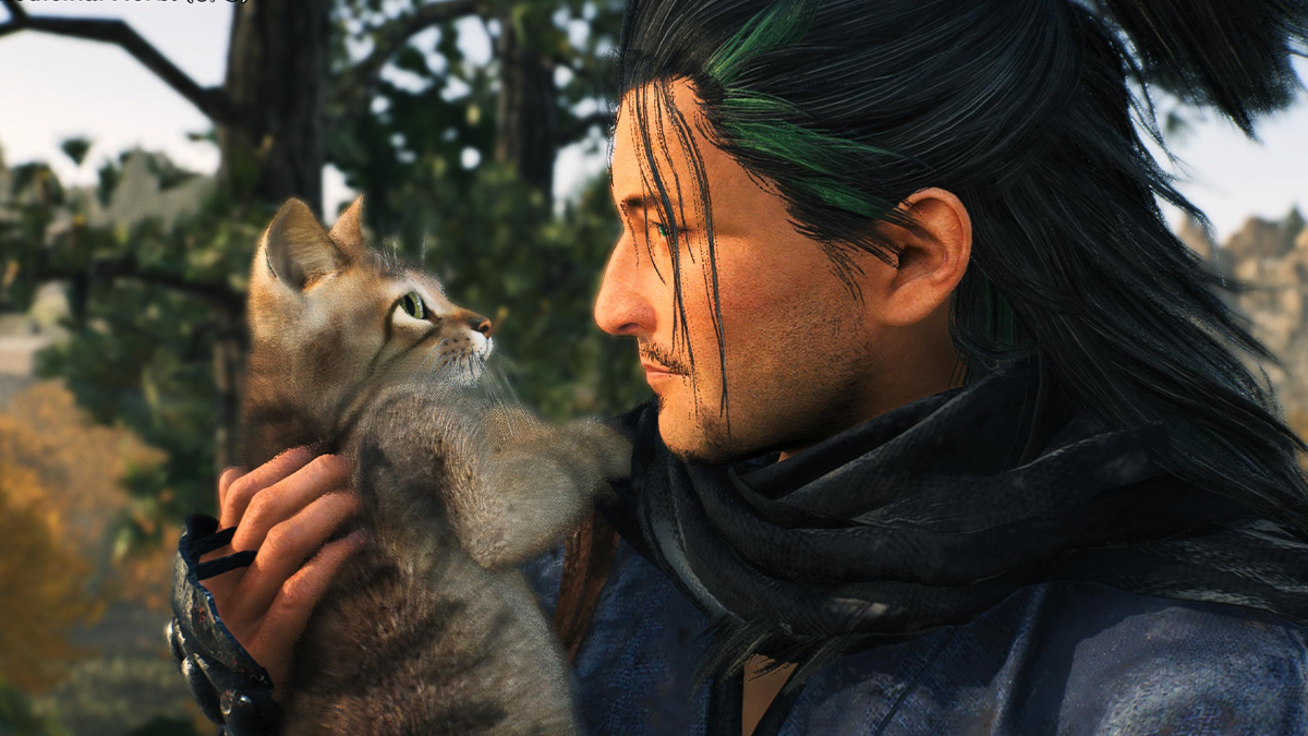 Warrior holding a cat in Rise of the Ronin