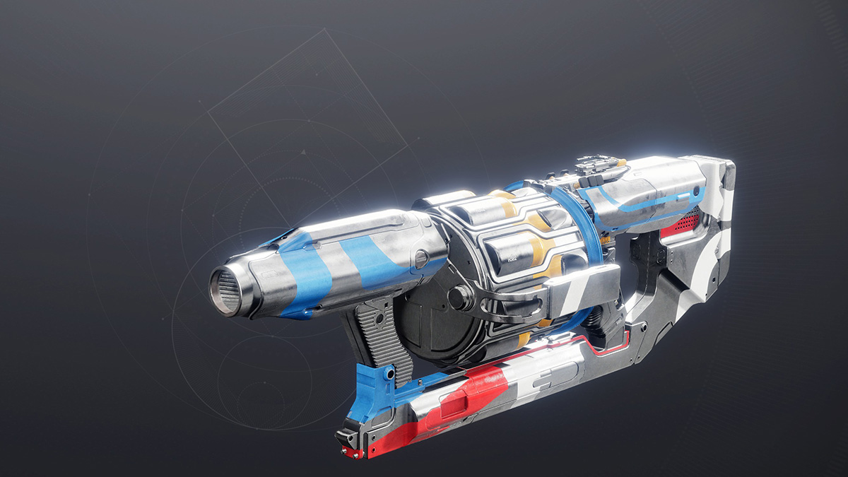 An in-game view of the Hullabaloo Heavy Grenade Launcher in Destiny 2