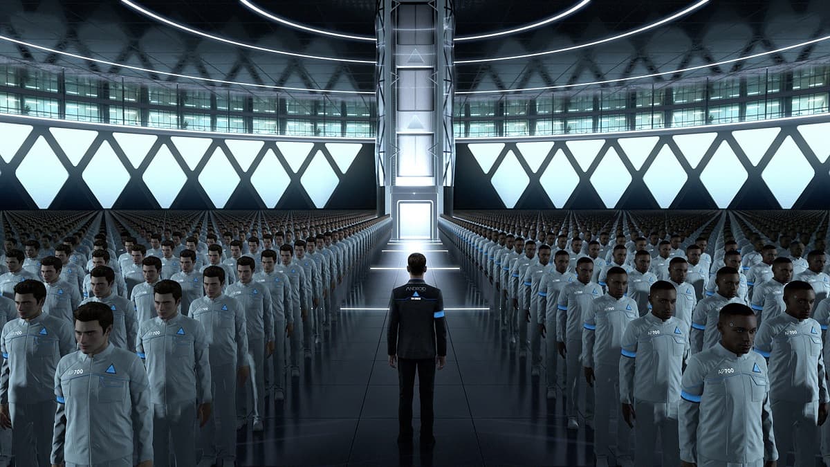 Rows of androids in Detroit Become Human