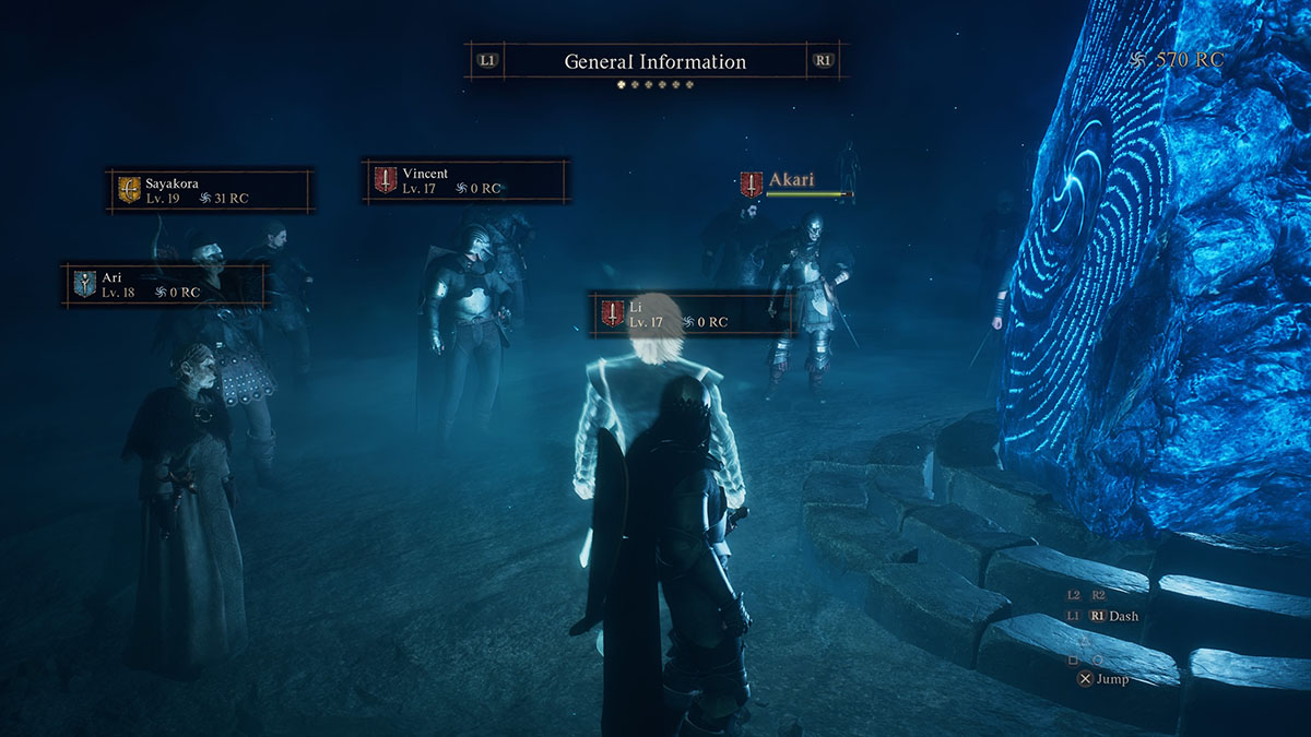 dragons dogma 2 player in a blueish dimension surrounded by pawns