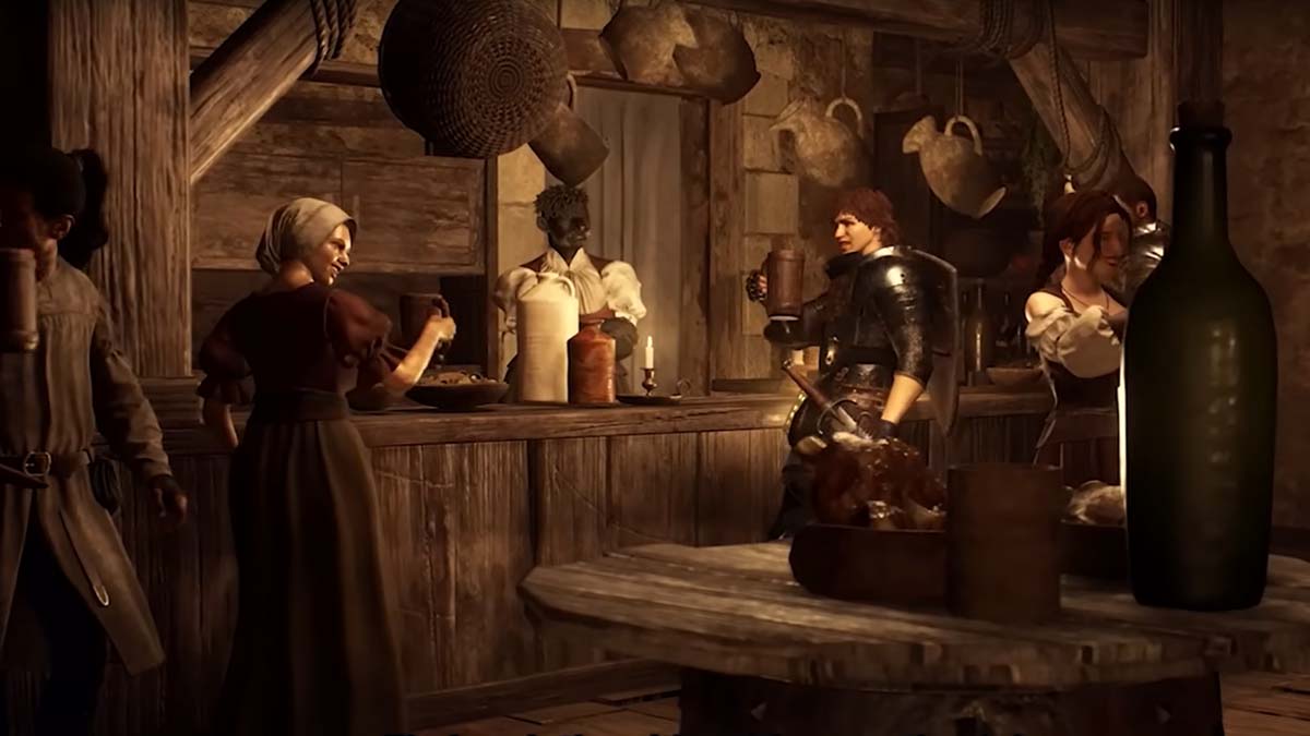 Men and women drink in the bar in Dragon's Dogma 2