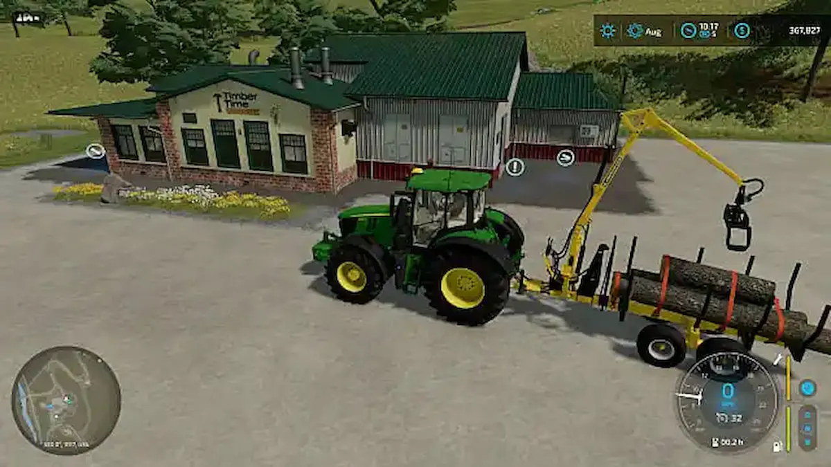 tractor hauling logs in farming simulator 22