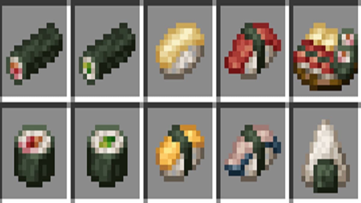 Sushi icons from the Cultural Delights Minecraft food mod