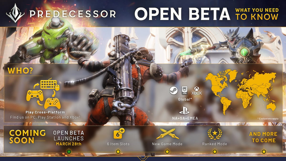 Image with open beta info, including cross play, platforms, and release times 