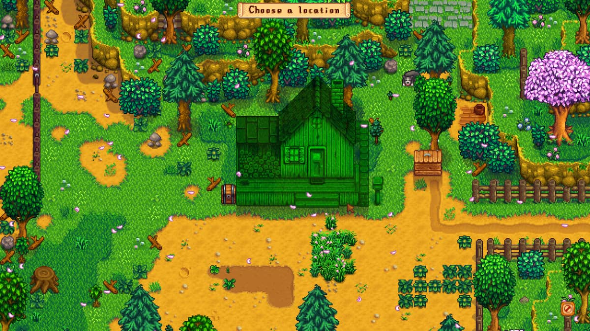 Farmhouse move option through Robin. Farmhouse is highlighted in green allowing you to pick it up and move it to an empty spot