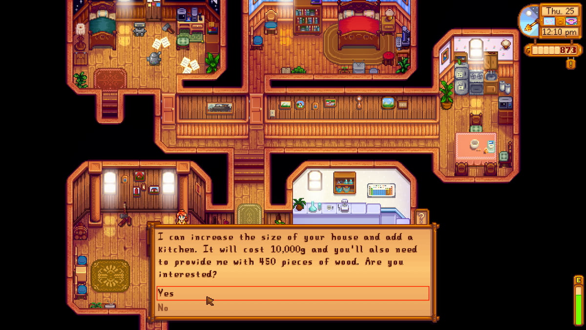 Robin dialogue with option to upgrade the farmhouse
