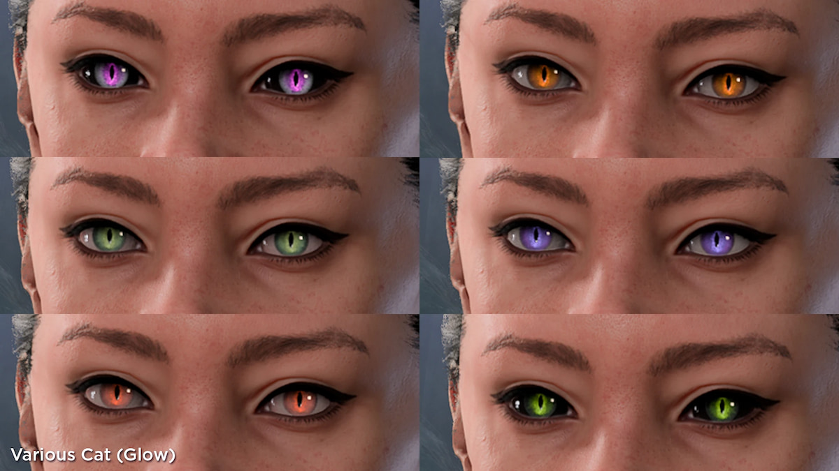 six shots of different eyes from the eyes of the beholder bg3 mod
