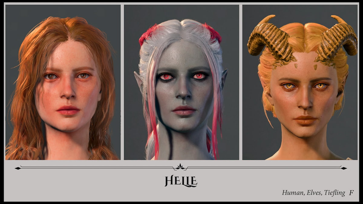 three face presets from faces of faerun bg3 mod