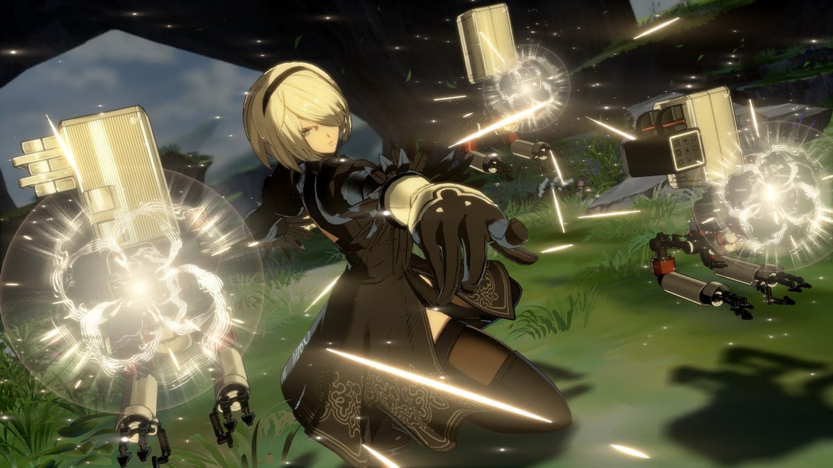 2B without her blindfold on, thanks to the Blindfoldless 2B mod.