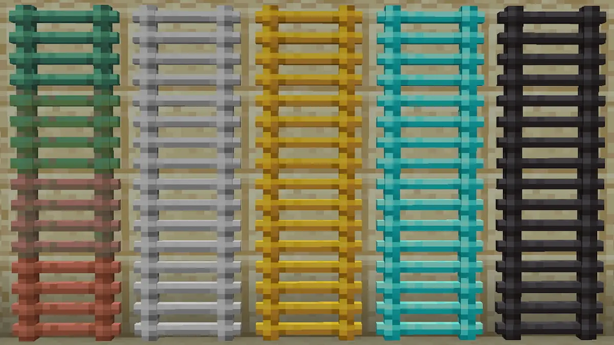 The various new ladders introduced with the Iron Ladders Minecraft mod.