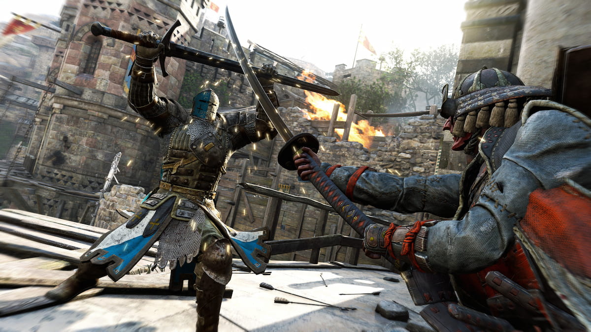 samurai fighting medieval knight in for honor