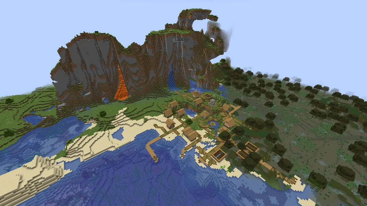 Village of the lava mountain in Minecraft