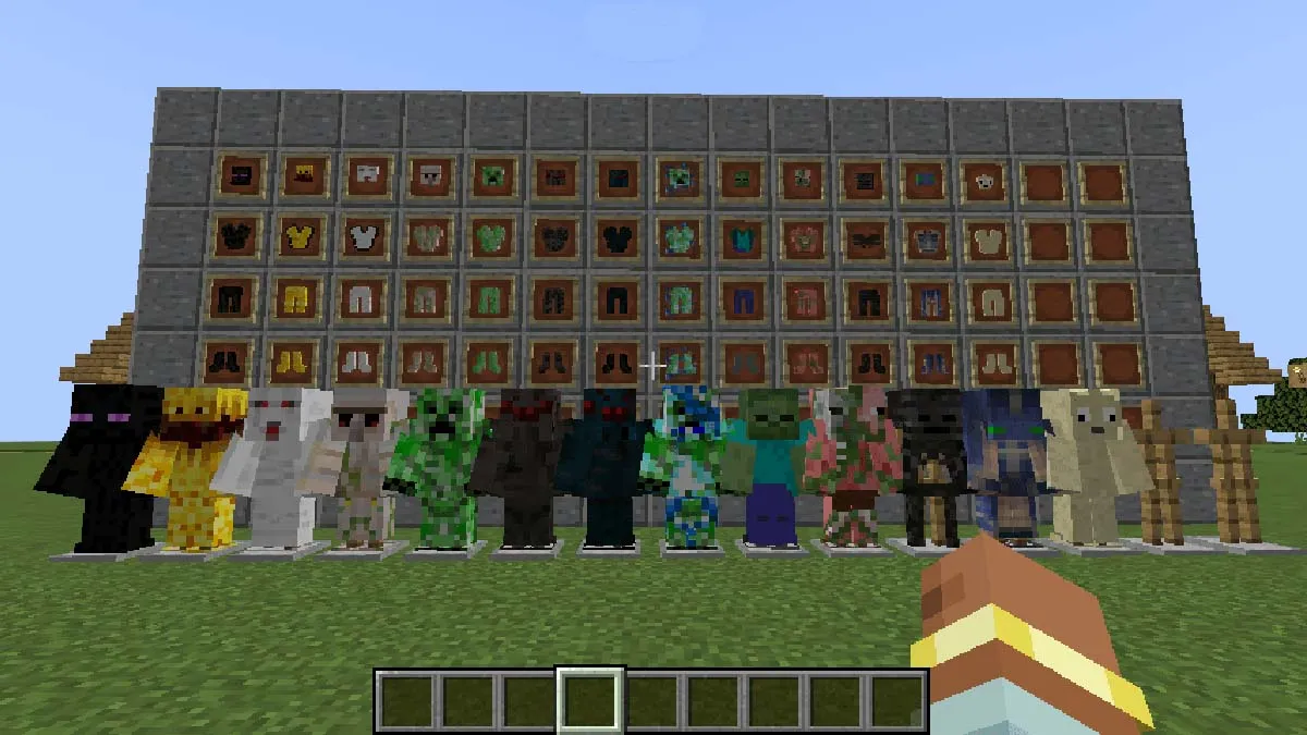 Characters in various types of armor in Minecraft