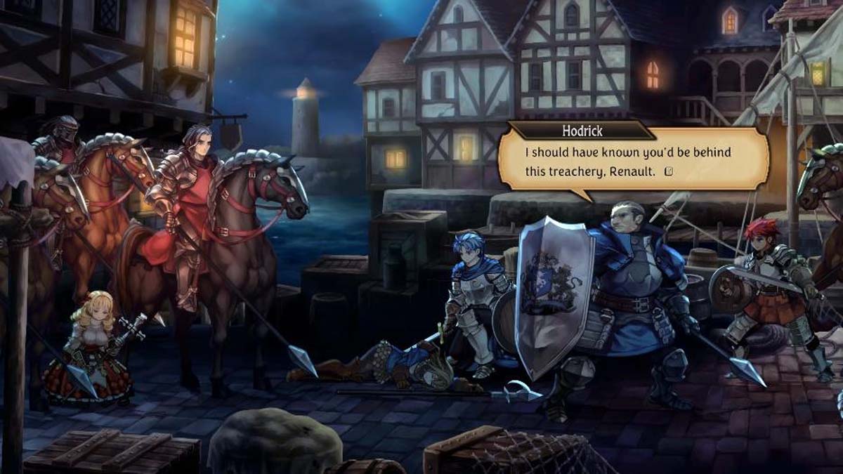 Hodrick talking to a horseman in Unicorn overlord