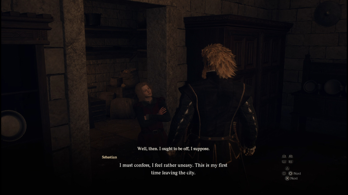 dragons dogma 2 player talking to an aristocratically dressed boy with blonde hair