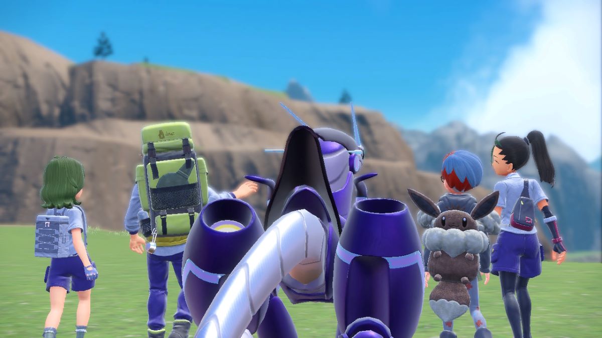 Player with Arven, Miraidon, Penny, and Nemona in Pokemon Scarlet & Violet