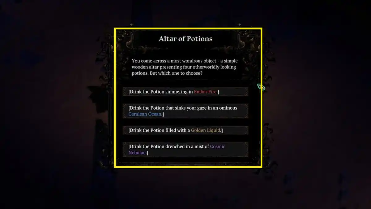 Altar of Potions effects in Death Must Die
