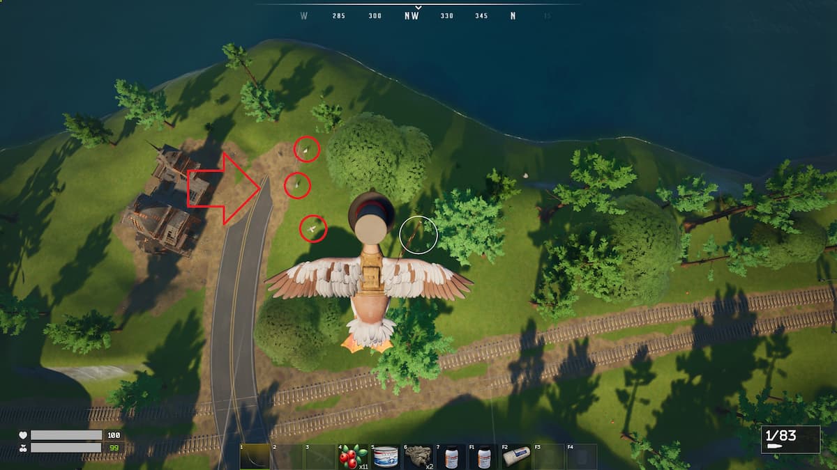 flying above unsuspecting enemies in duckside