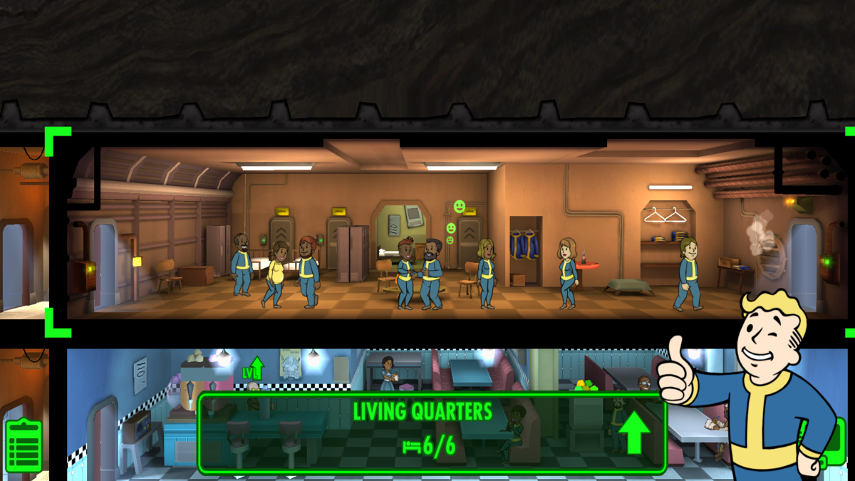 The living quarters in Fallout Shelter