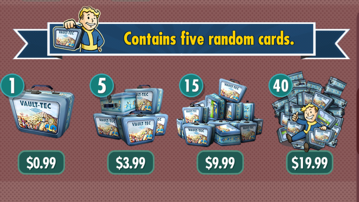 Purchasing Lunchboxes using the in-game store in Fallout Shelter.
