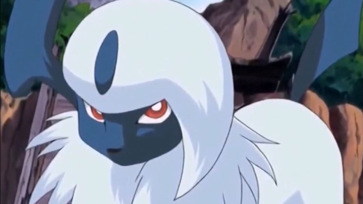 Close-up shot of Absol in the Pokemon anime