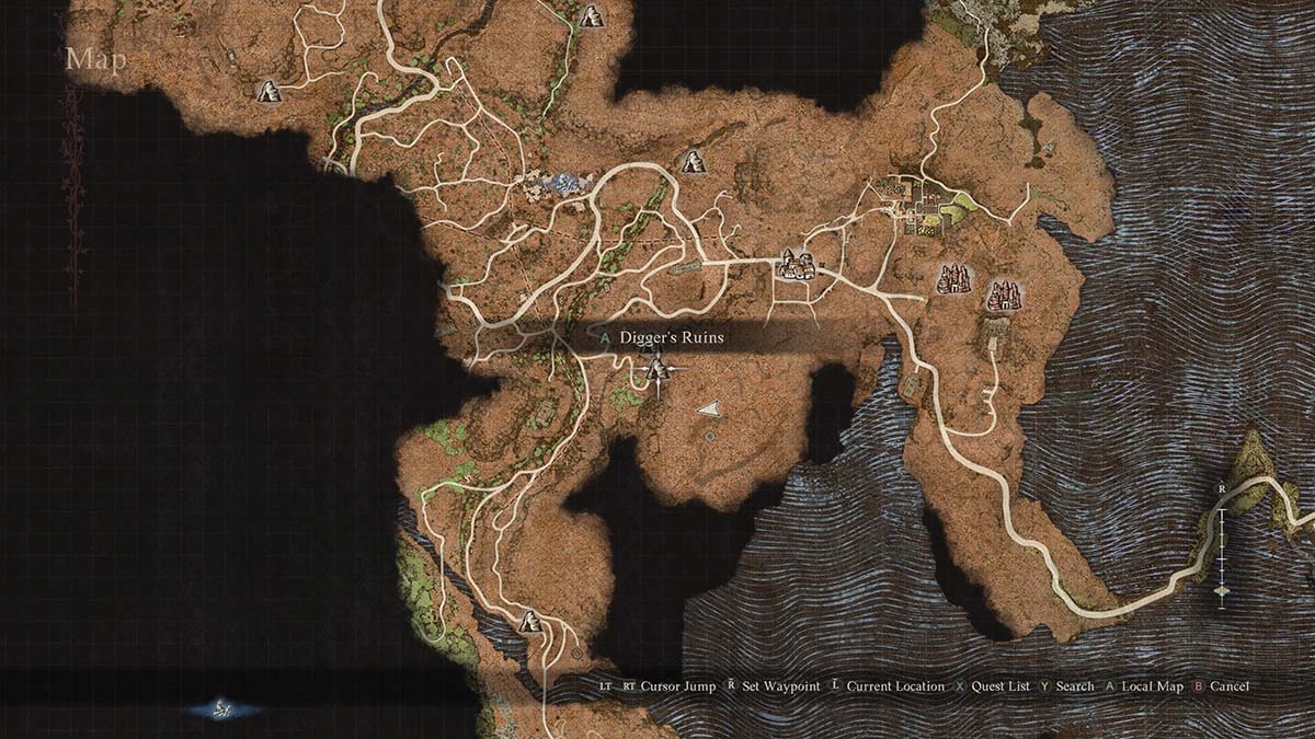 The location of the Digger's Ruins mine in Dragon's Dogma 2