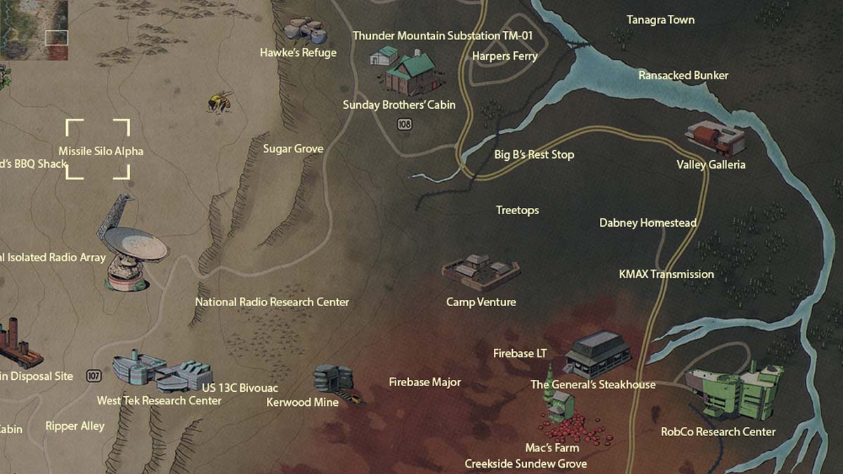 Site Alpha map location in Fallout 76