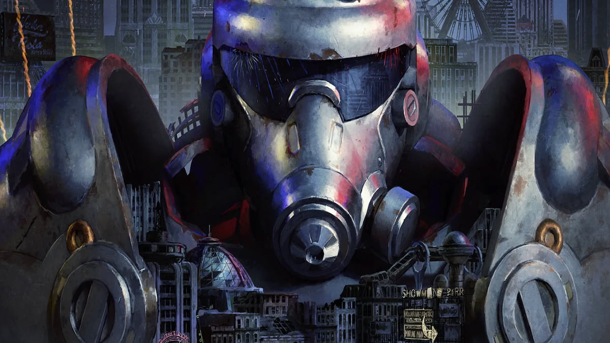 Fallout 76 official art of power armor mask