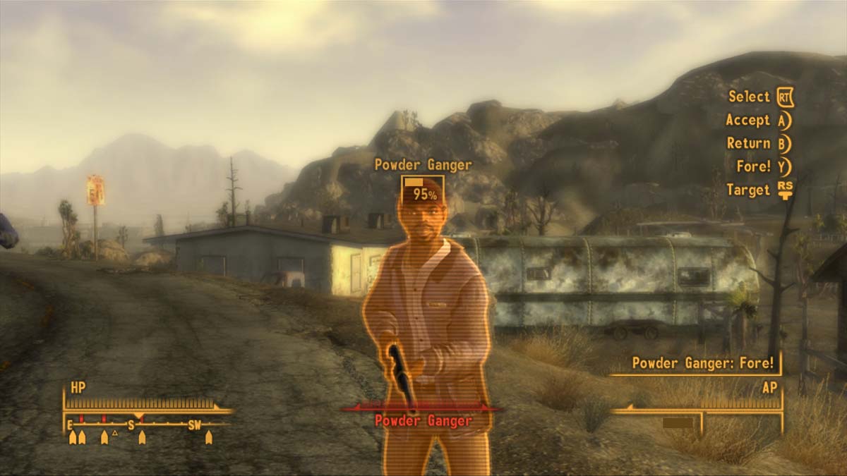 Facing a Powder Ganger in Fallout New Vegas