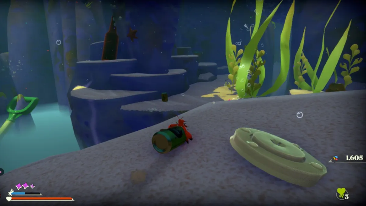 heartkelp sprout in another crab's treasure location
