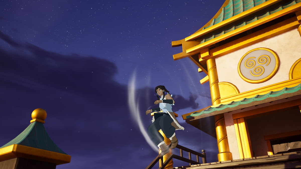 Player using Airbending ability, circled in a wheel of air