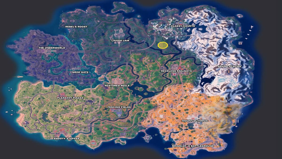 Fortnite Chapter 5 Season 2 map with graveyard location