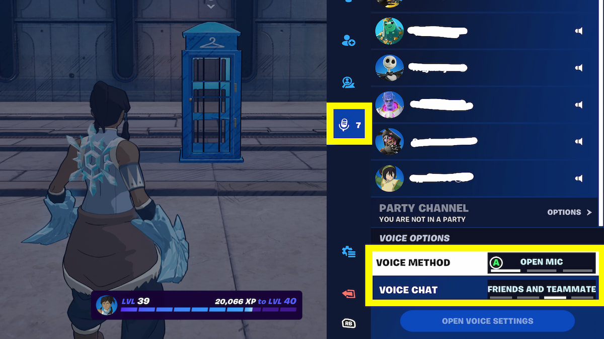 Creative game with mic settings opened on the right side
