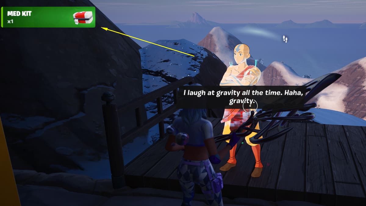 Aang-NPC gibt dem Spieler ein Medkit