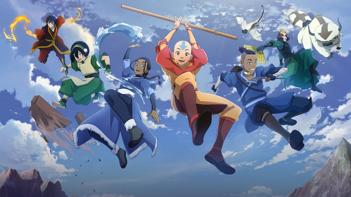 Avatar characters: Zuko, Toph, Katara, Aang, Sokka, and Suki