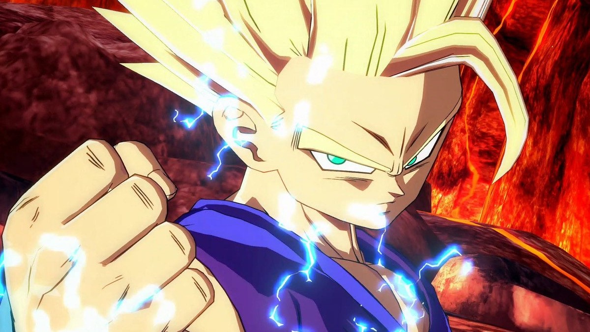 Gohan as Super Sayin 2 charging up in Dragon Ball FighterZ