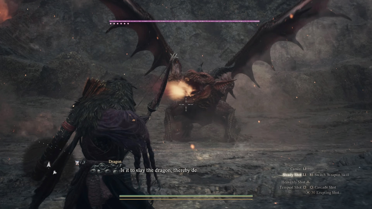 facing down a dragon in dragons dogma 2 about to breathe fire