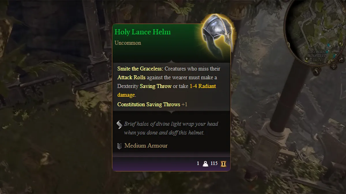 holy lance helmet description in bg3