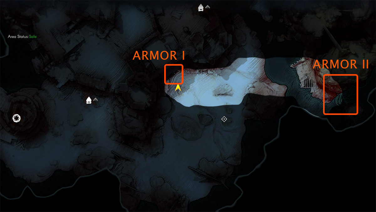 Armor I and Armor II locations on No Rest for the Wicked's map