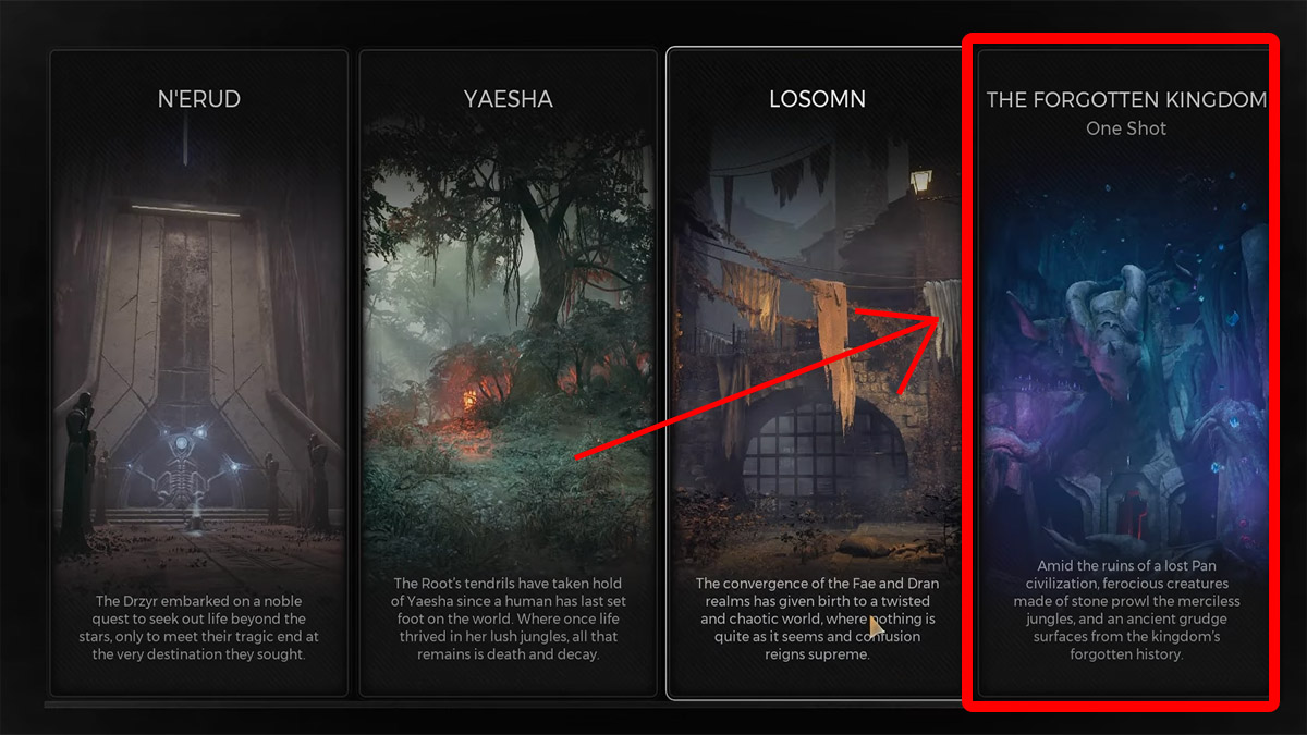 forgotten kingdom dlc start menu
