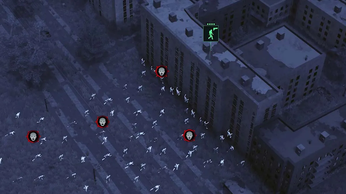 Units are climbing on a building in Infection Free Zone