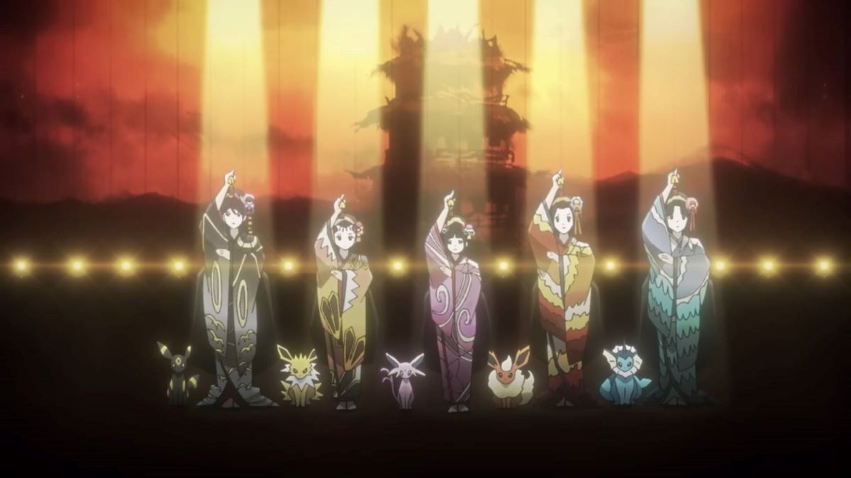 The Kimono Girls on stage in Pokemon anime