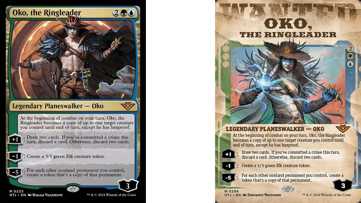 Oko, the Ringleader card art variants in MtG