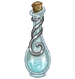 Bright blue potion in a tall bottle