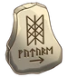 Rune stone with arrow pointing to the right
