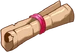A scroll tied with red ribbon